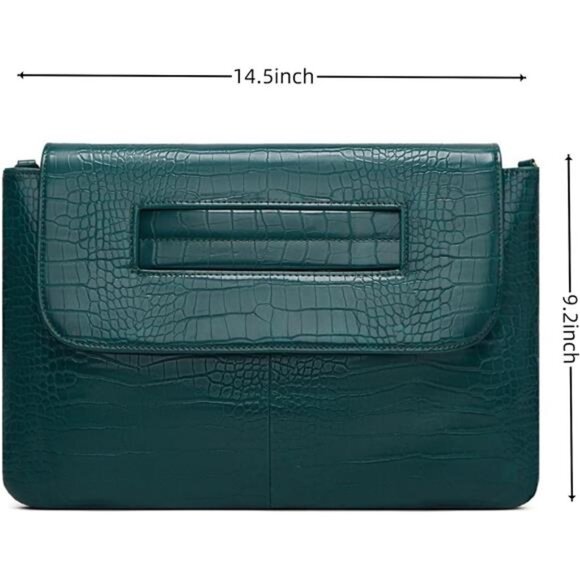 Women Classic Crocodile Pattern Faux Leather Clutch Green - Picture 5 of 6